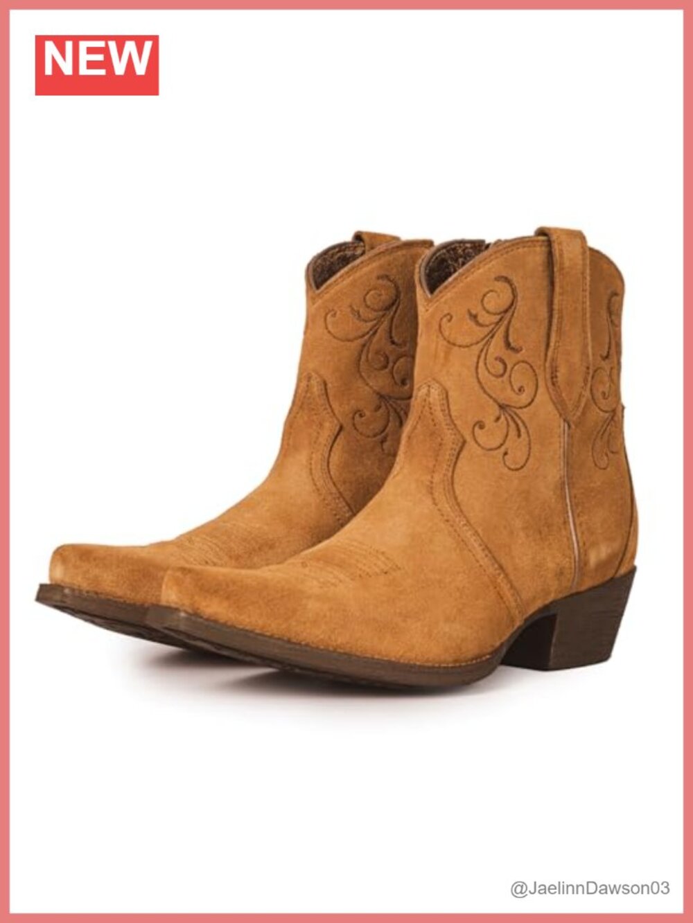 Genuine Leather Western Cowboy Ankle Boots Chunky Heel Pointed Toe Women